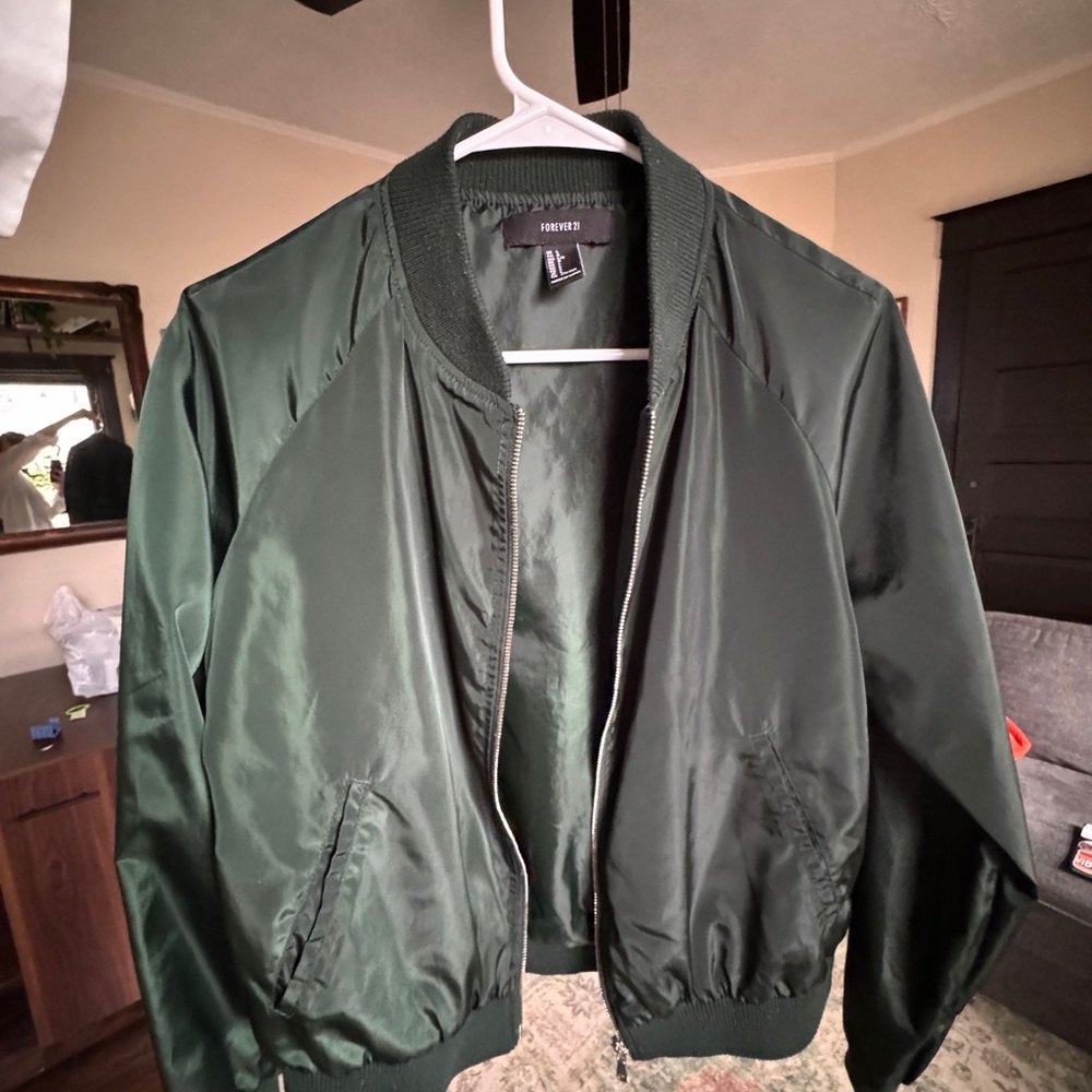 Forever 21 Dark Green Bomber Jacket